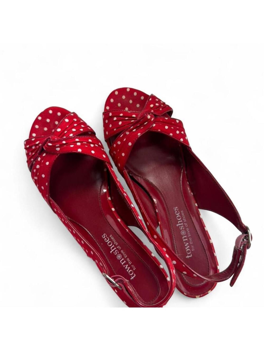 Y2K Red Polka Dot Platform Wedge